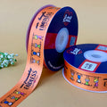 Friendship Printed Ribbon 25mm - Orange - printed satin ribbon by Littl India