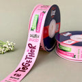 Happy Anniversary Printed Ribbon 25mm - Warm Tones - Peach - printed satin ribbon by Littl India