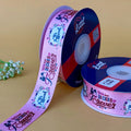 Engagement Printed Ribbon 25mm - Alternate Colours - Pink - printed satin ribbon by Littl India