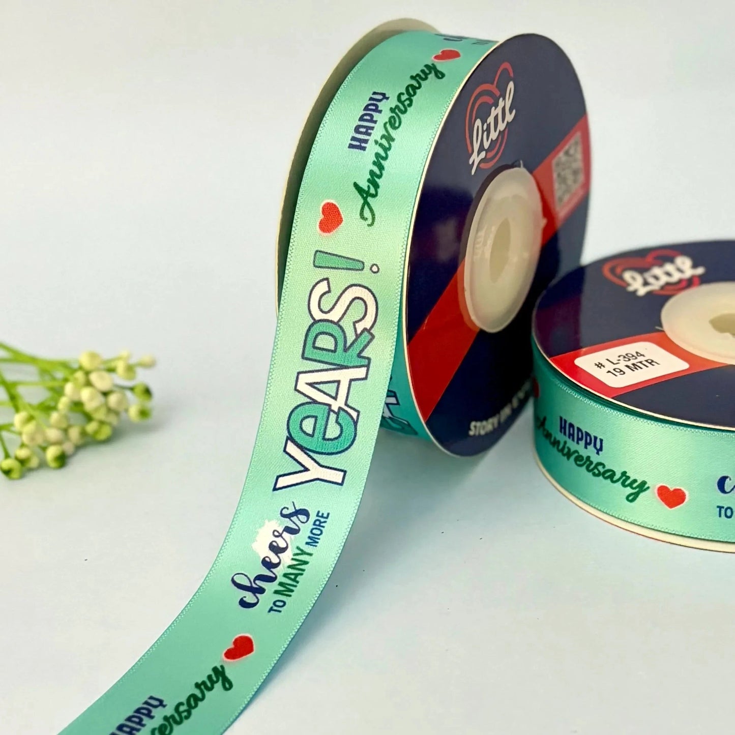 ribbon-sea green-anniversary ribbon 1 inch 19 meter - wedding anniversary gift wrapping celebration packaging - premium double face satin - 10 colors - ships same day india-littl ribbons