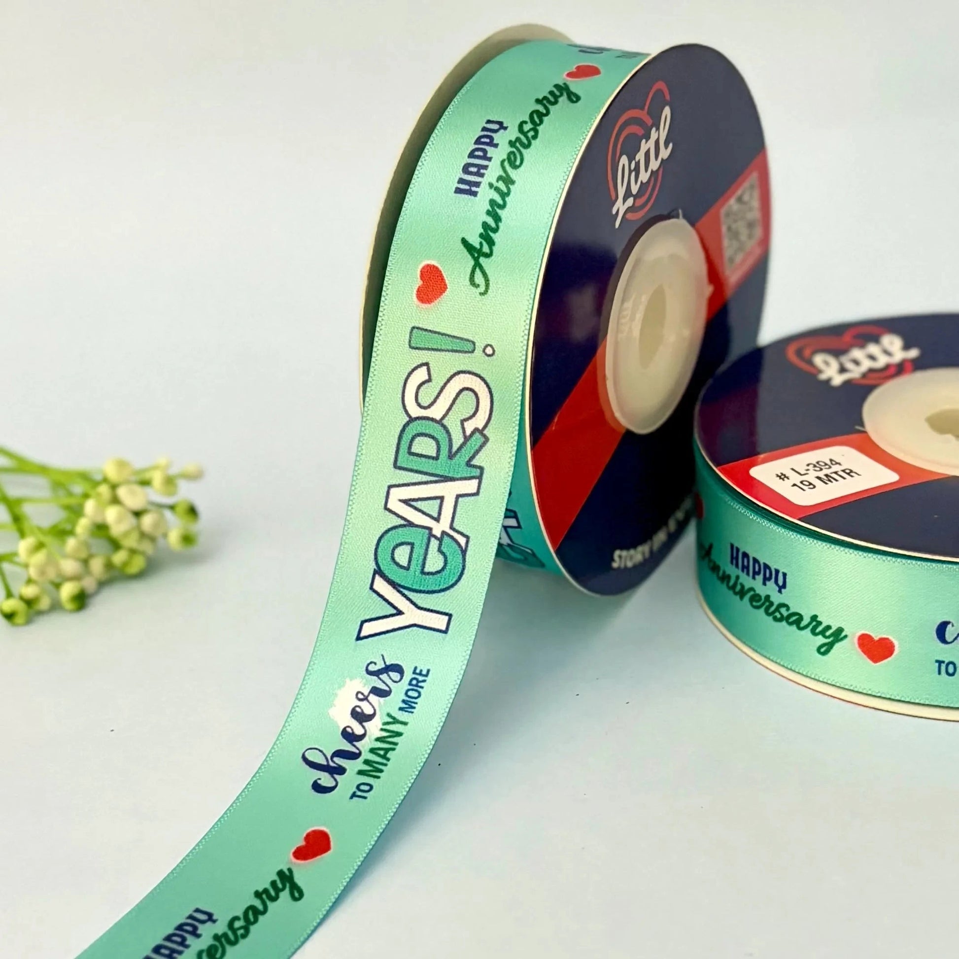 ribbon-Sea Green-Anniversary Ribbon 1 Inch 19 Meter - Wedding Anniversary Gift Wrapping Celebration Packaging - Premium Double Face Satin - 10 Colors - Ships Same Day India-Littl Ribbons