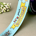 ribbon-Sea Green-Birthday Printed Satin Ribbon 1 Inch 19 Meter - Gift Wrapping Party Decoration Cake Box - Happy Birthday Design - 6 Colors - Ships Same Day India-Littl Ribbons