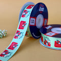 I Love You Printed Ribbon 25mm - Light Green - printed satin ribbon by Littl India