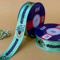 Congratulations Printed Ribbon 25mm - Light Green - printed satin ribbon by Littl India