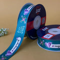 Engagement Printed Ribbon 25mm - Turquoise - printed satin ribbon by Littl India
