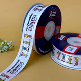 Friendship Printed Ribbon 1 inch (25 mm) - White - printed satin ribbon by Littl India