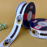 Congratulations Printed Ribbon 1 inch (25 mm) - White - printed satin ribbon by Littl India