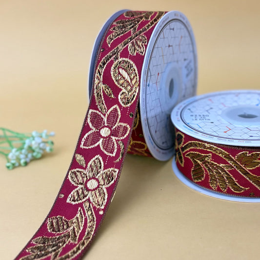 Ribbon-Maroon-2330-1 inch Craft ribbon-18 mtrs-Littl Ribbons