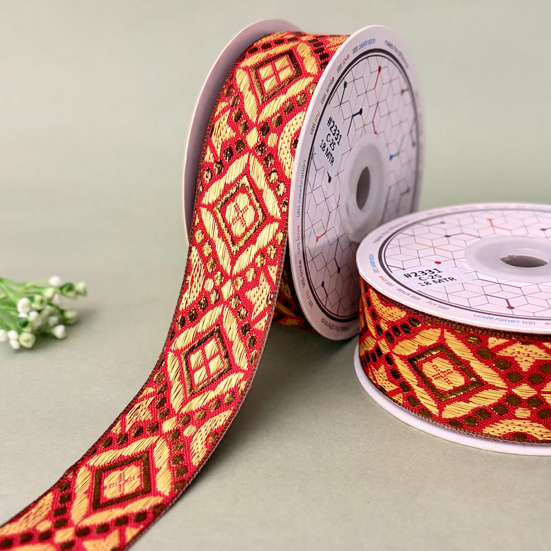 Warm Festival Saree Lace Border 25mm - Design 2331 - Red by Littl India