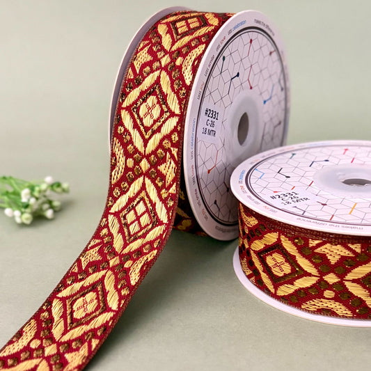 Ribbon-Maroon-2331-1 inch Craft ribbon-18 mtrs-Littl Ribbons