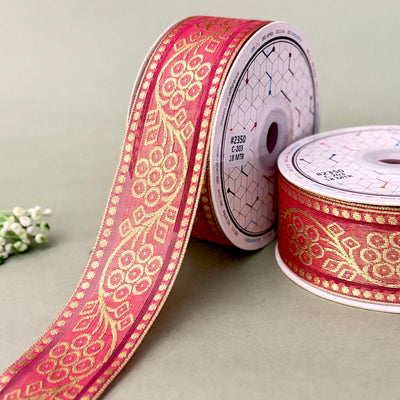 Multicolour Folk Saree Lace Border 25mm - Design 2350 - Fuchsia by Littl India