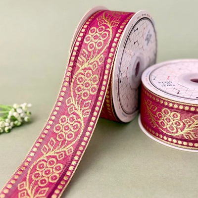 Multicolour Folk Saree Lace Border 25mm - Design 2350 - Purple by Littl India