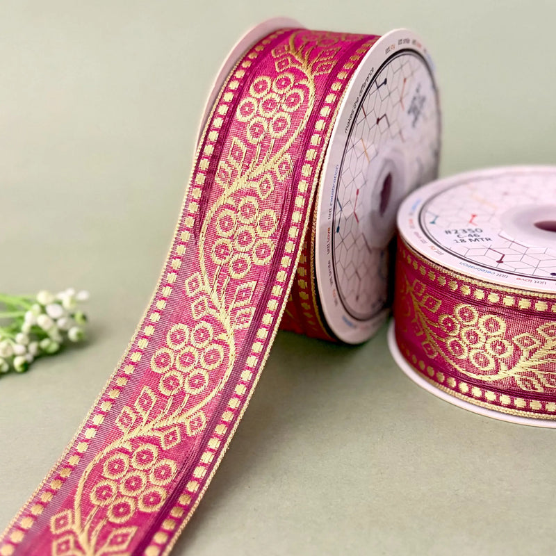 Multicolour Folk Saree Lace Border 25mm - Design 2350 - Purple by Littl India