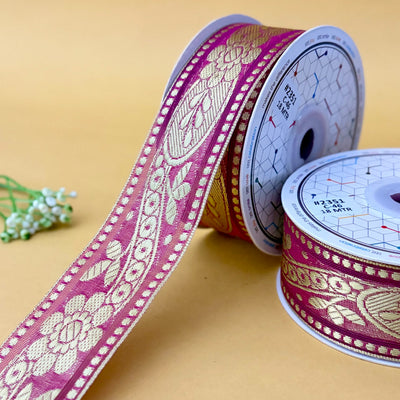 Multicolour Folk Saree Lace Border 25mm - Design 2351 - Purple by Littl India