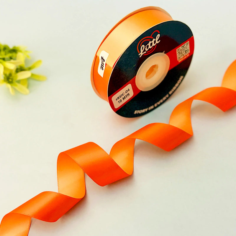 THE SUMMER PEACH - Orange & Peach Dual Tone Ribbon 20mm - 20mm reversible satin ribbon by Littl India
