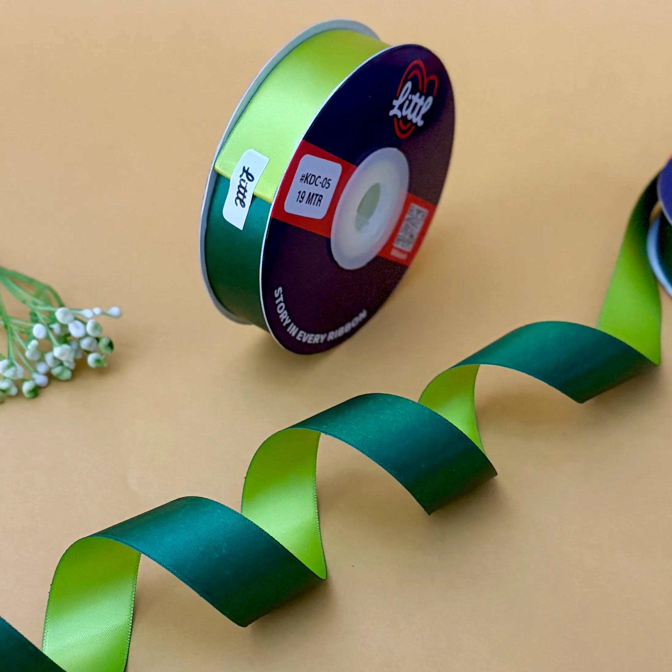 Satin Ribbon Green Lyril Double Side Two Tone Gift Garments Littl