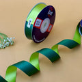 THE TROPICAL FERN - Forest Green & Lime Dual Tone Ribbon 20mm - 20mm reversible satin ribbon by Littl India
