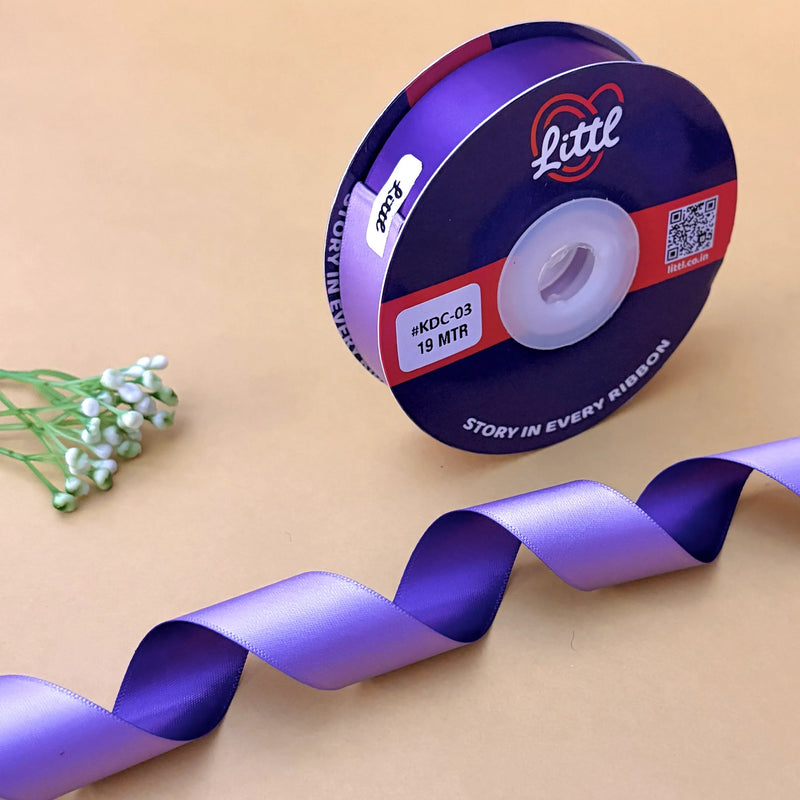 THE ROYAL AMETHYST - Purple & Lilac Dual Tone Ribbon 20mm - 20mm reversible satin ribbon by Littl India