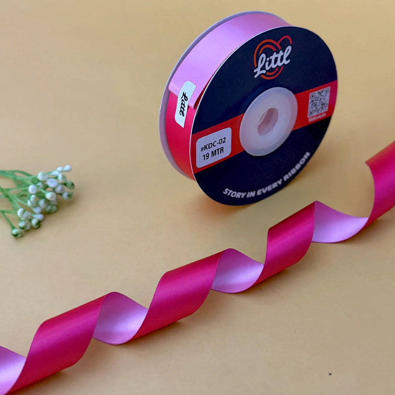 THE FUCHSIA ROSE - Fuchsia & Rose Pink Dual Tone Ribbon 20mm - 20mm reversible satin ribbon by Littl India