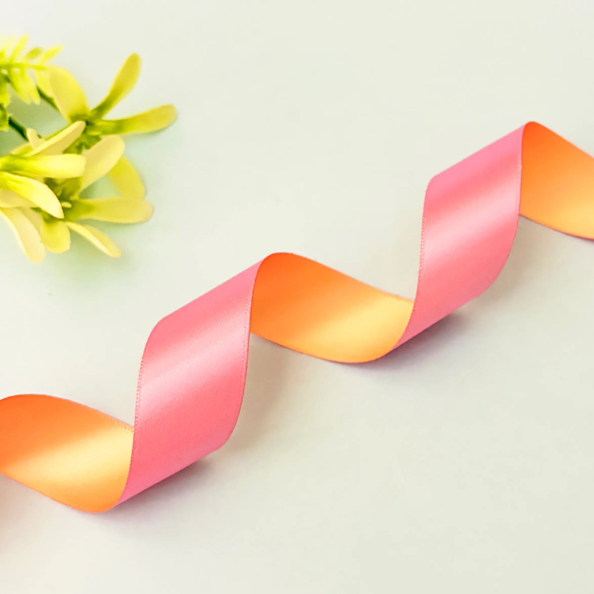 Ribbon-Satin Ribbon Pink Peach Dual Color Double Side Two Tone Gift Garments-Littl