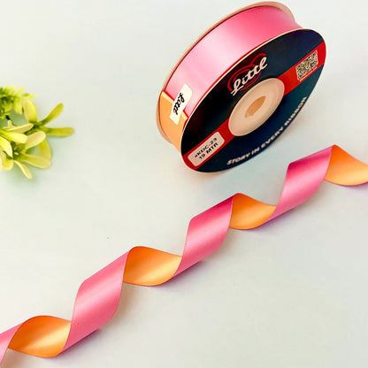 Ribbon-Satin Ribbon Pink Peach Dual Color Double Side Two Tone Gift Garments-Littl