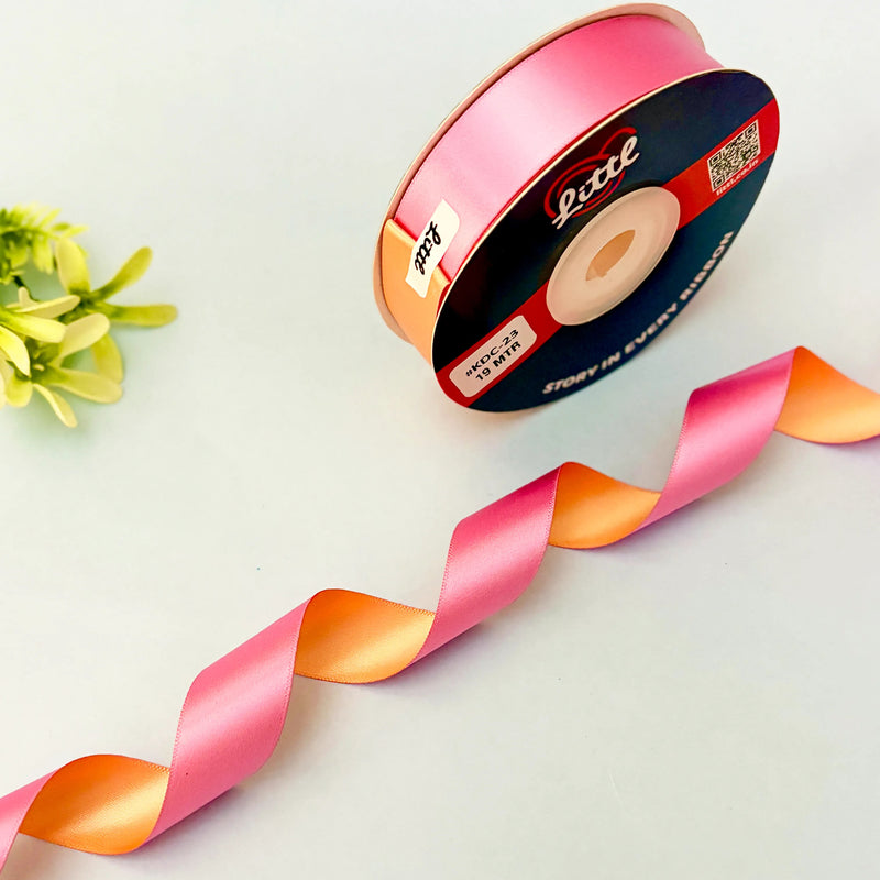 Ribbon-Satin Ribbon Pink Peach Dual Color Double Side Two Tone Gift Garments-Littl
