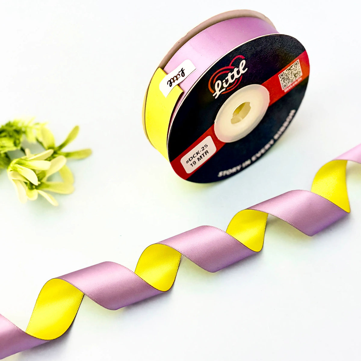 The Summer Sorbet – Lilac & Lemon Dual Tone Satin Ribbon, 12 & 3/4 inch (20 mm), by Littl