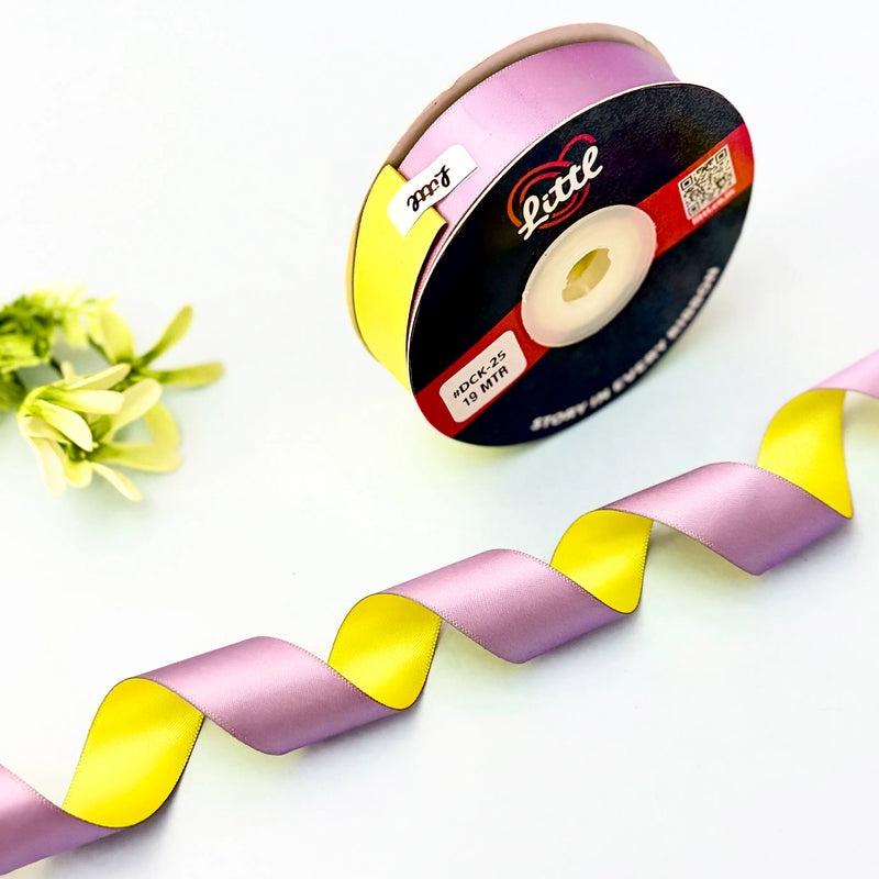 Ribbon-Satin Ribbon Purple Lemon Dual Color Double Side Two Tone Gift Garments-Littl