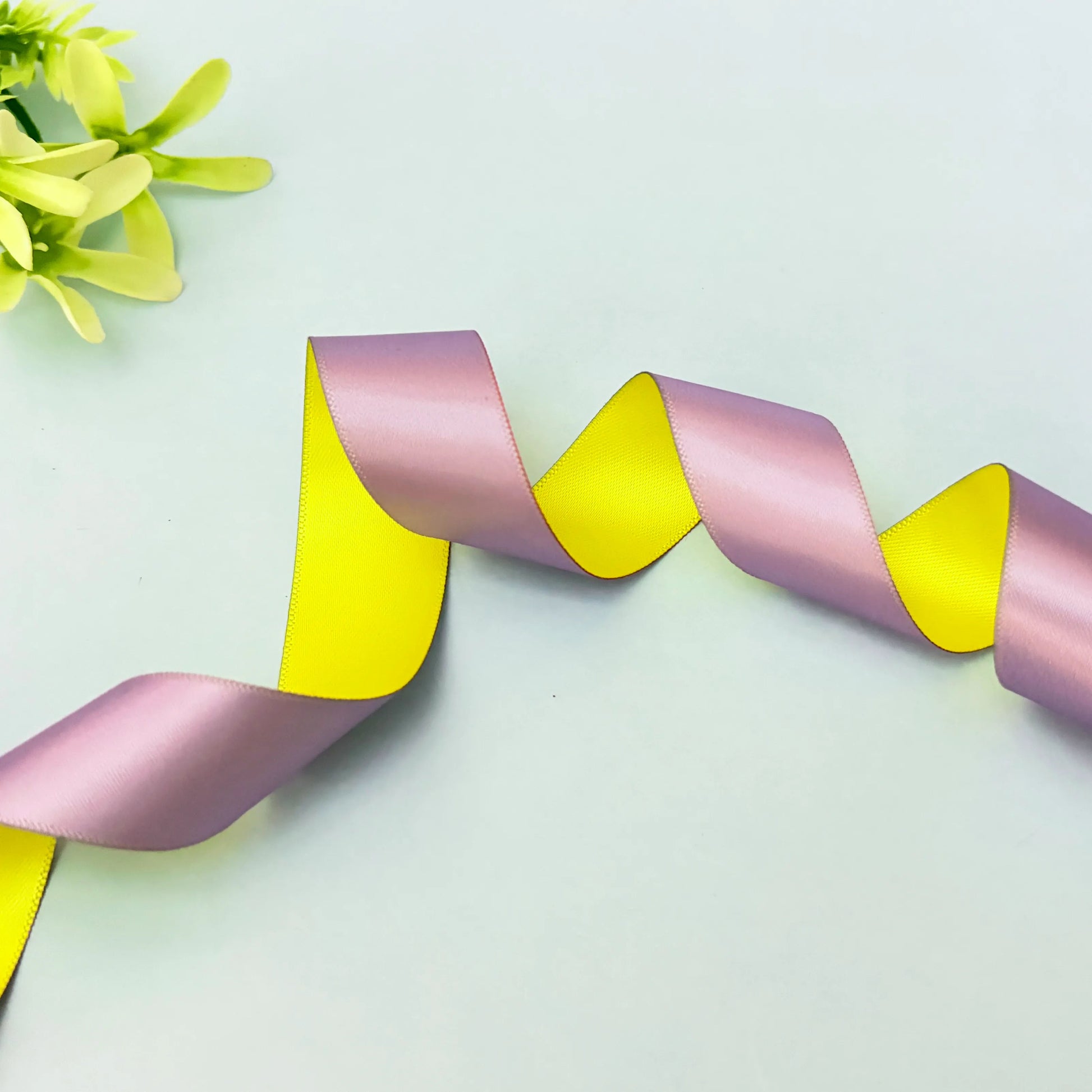 Ribbon-Satin Ribbon Purple Lemon Dual Color Double Side Two Tone Gift Garments-Littl