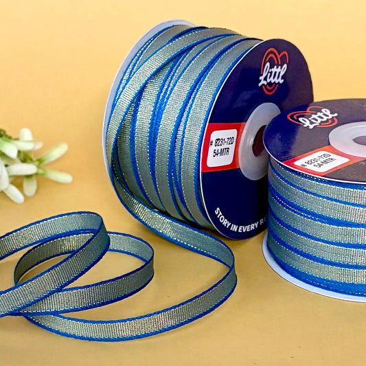 ribbon-Aqua-8mm color net metallic ribbon-54 meters - 8231-Littl Ribbons
