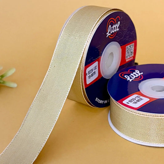 ribbon-Beige-1 inch color net metallic ribbon-Littl Ribbons
