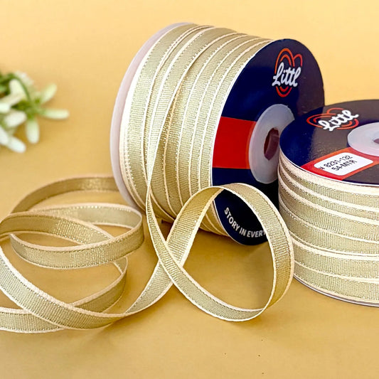 ribbon-Beige-8mm color net metallic ribbon-54 meters - 8231-Littl Ribbons