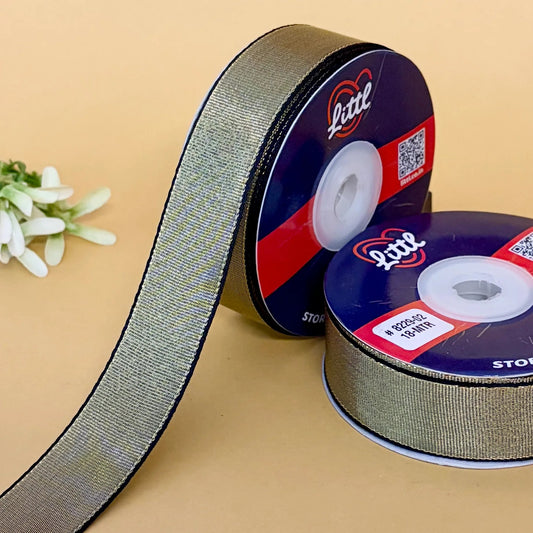 ribbon-Black-1 inch color net metallic ribbon-Littl Ribbons