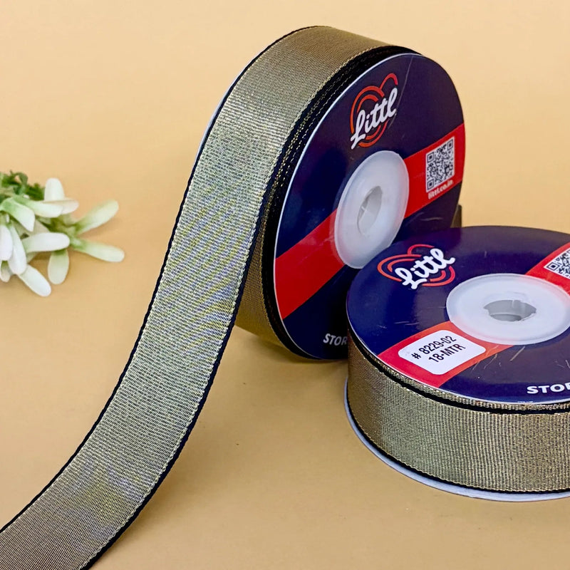 ribbon-Black-1 inch color net metallic ribbon-Littl Ribbons