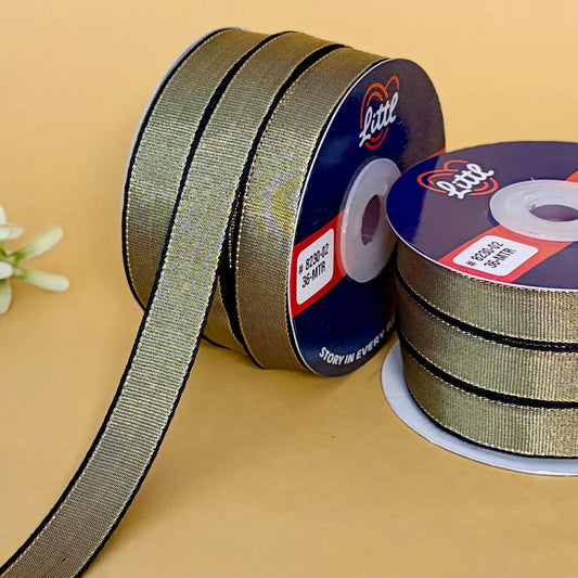 ribbon-Black-15mm color net metallic ribbon-36 meters - 8230-Littl Ribbons