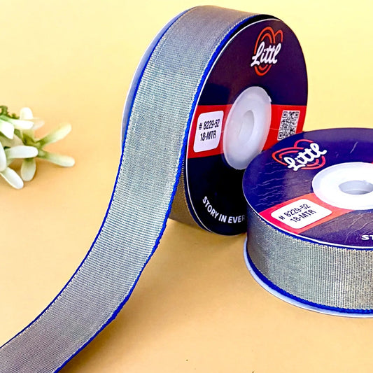 ribbon-Blue-1 inch color net metallic ribbon-Littl Ribbons