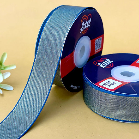 ribbon-Aqua-1 inch color net metallic ribbon-Littl Ribbons