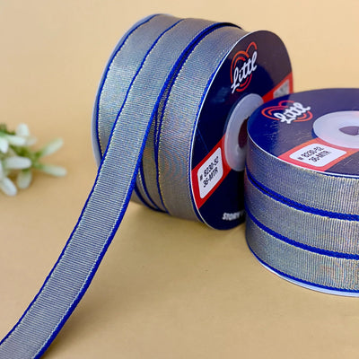 ribbon-Blue-15mm color net metallic ribbon-36 meters - 8230-Littl Ribbons