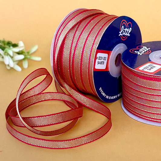 ribbon-Fushia-8mm color net metallic ribbon-54 meters - 8231-Littl Ribbons