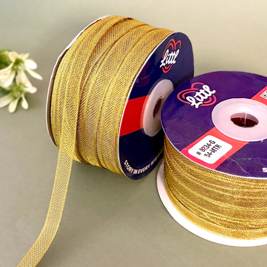 ribbon-Silver-1/4 inch gold and silver net ribbon-54 meters-8234-Littl Ribbons