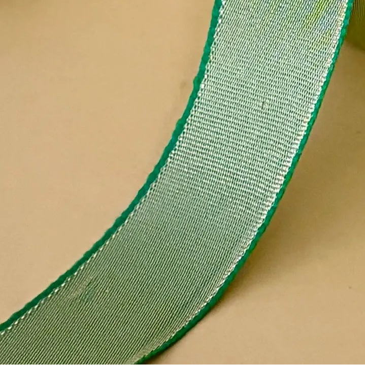 ribbon-Green-1 inch color net metallic ribbon-Littl Ribbons