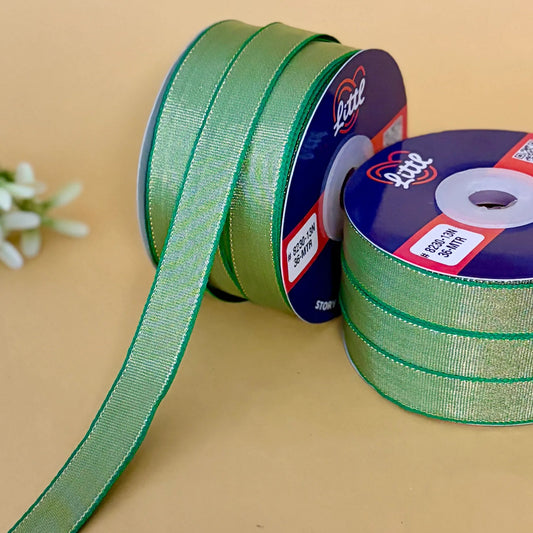 ribbon-Green-15mm color net metallic ribbon-36 meters - 8230-Littl Ribbons