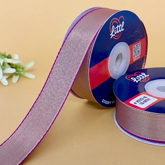 ribbon-Majenta-1 inch color net metallic ribbon-Littl Ribbons