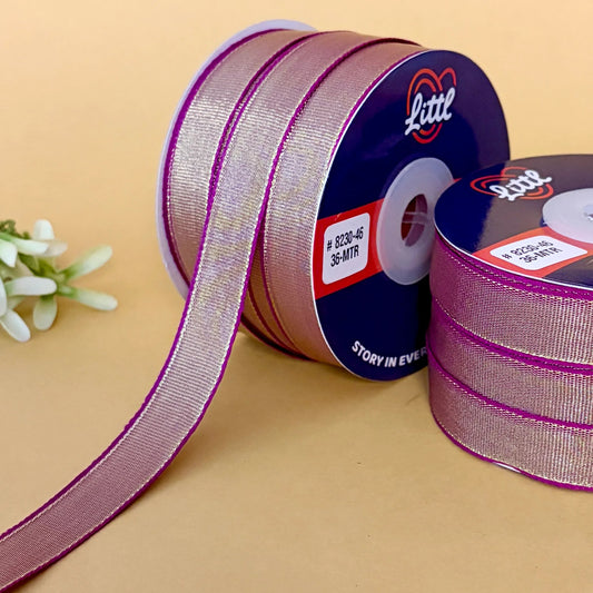 ribbon-Majenta-15mm color net metallic ribbon-36 meters - 8230-Littl Ribbons