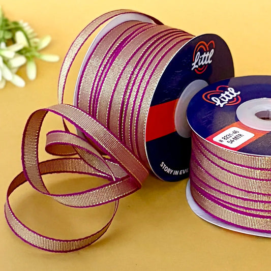 ribbon-Majenta-8mm color net metallic ribbon-54 meters - 8231-Littl Ribbons