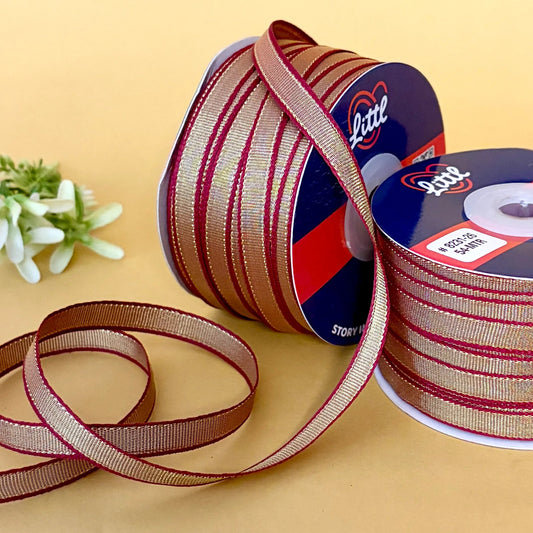 ribbon-Maroon-8mm color net metallic ribbon-54 meters - 8231-Littl Ribbons