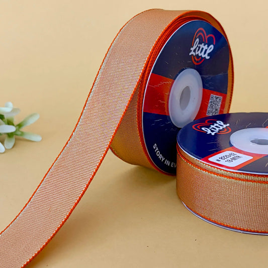ribbon-Orange-1 inch color net metallic ribbon-Littl Ribbons