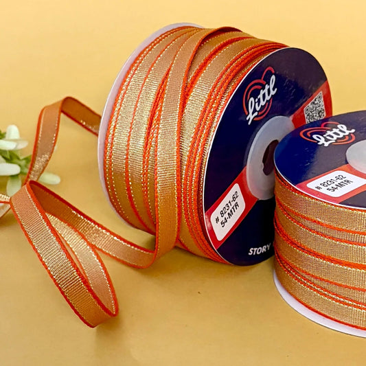 ribbon-Orange-8mm color net metallic ribbon-54 meters - 8231-Littl Ribbons