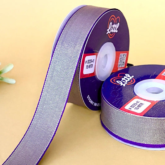ribbon-Purple-1 inch color net metallic ribbon-Littl Ribbons