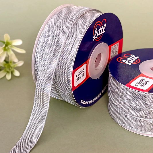 ribbon-Silver-Premium Gold Metallic Ribbon 1 Inch 36 Meters Luxury Gift Wrapping-Littl Ribbons